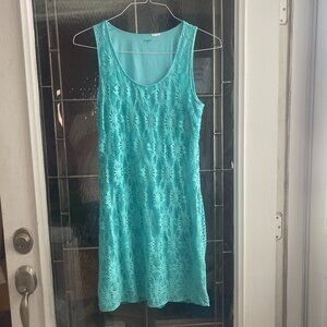 Calzedonia Cobey womens Fishnet Lined Swimsuit Coverup Sz S Aqua tank sleeveless